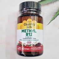 [Country Life®] Methyl B12 (as Methylcobalamin) Cherry 5000 mcg 60 Lozenges เมทธิลโคบาลามิน วิตามินบ