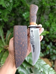 มีดโบวี่ โบวี่ (Bowie knife) มีดพก มีดต่อสู้ มีดอีเหน็บ มีดเดินป่า มีดแคมป์ ใบ 5.3” ตีร้อนชุบแข็ง ผิ