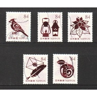 JAPAN 2021 WINTER GREETINGS 84 YEN (SNOWFLAKE BACKGROUND) COMP. SET OF 5 STAMPS IN FINE USED CONDITI