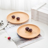 Round Wooden Plate Rubber Wood Dining Set