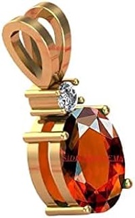 21.25 Ratti 20.54 Carat Hessonite Garnet Stone Ashtdhatu Gold Plated Pendant Original And Certified 