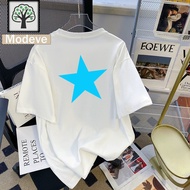 KATUN Blue Star Oversize T-shirt | White T-Shirt Wide and Breathable Print T-Shirt, Versatile Summer