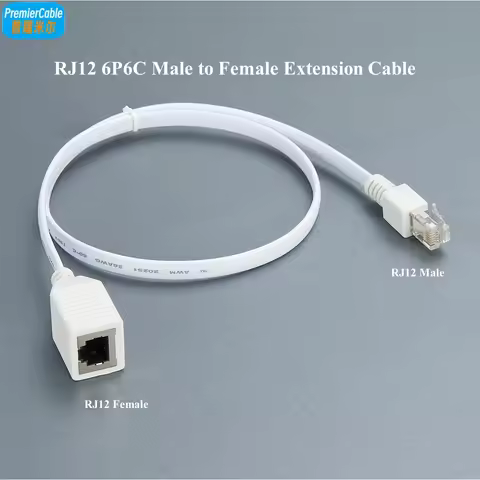 RJ12 6P6C Male to Female Extension Cable Male (6P6C) to RJ12 Female (6P6C) Extension Flat Cord
