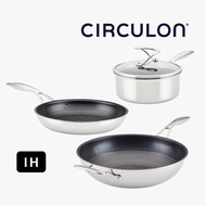 美亞 - (電磁爐適用) 4件易潔及不銹鋼鍋具套裝 (18cm/1.9L單柄鍋+25cm煎鍋+32cm深炒鍋及鍋蓋) -CIRCULON (#30014_30034_30052-T)
