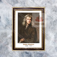 Painting of Scholar Isaac Newton 36x48cm in glossy fabric with genuine composite frame