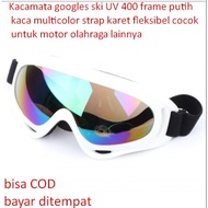 FR862 Kacamata Googles Ski Uv 400 Frame Putihmulticolor Strap Karet Fl