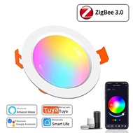 Tuya WiFi ZigBee LED Downlight 5W 7W 10W 15W RGB สมาร์ทโคมไฟเพดาน AC85-265V หรี่แสงได้ APP รีโมทคอนโ