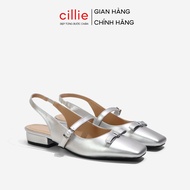 Cillie Women's Slingback Flat Shoes Square Heel Square Toe Cute Bow 1182