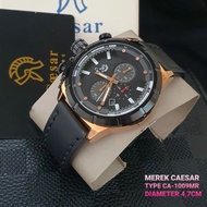 jam tangan caesar pria batre crono tali kulit plus box original