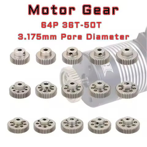 PYFORE 64DP 3.175mm 36t 37t 38t 39t 40T 41t 42T 43T 45T 48T 50T Aluminum Alloy Metal Pinion Motor Ge