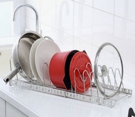 不鏽鋼伸縮盤架　鍋蓋架　特殊小量製造品　也可放平底鍋