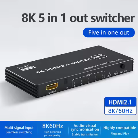 HDMI 2.1 Switch Splitter 120Hz 5/4/3-Port HDMI 8K@60Hz Splitter Switcher CEC 48Gbps with remote HDMI