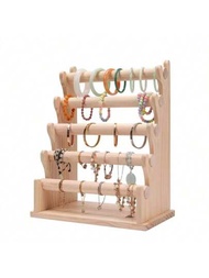 1個木製珠寶展示架,適用於手鐲,頭箍,項鍊,手錶和手鐲的收納和展示