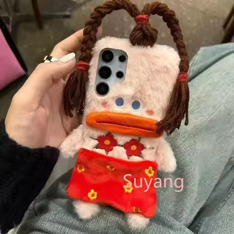 3D Funny Sausage Mouth Girl Plush Phone Cases For Huawei Mate20 Y9 Y7 Honor 400 200 90 50 X9C X8C X7