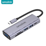 USB C Hub, 6-in-1 USB C Hub Multiport Adapter, 3 USB Ports, SD/TF Card Reader