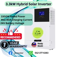 3000W Max 3300W Solar Hybrid Pure Sine Wave Inverter - 80A MPPT SCC - Jomsolar - Ready Stock
