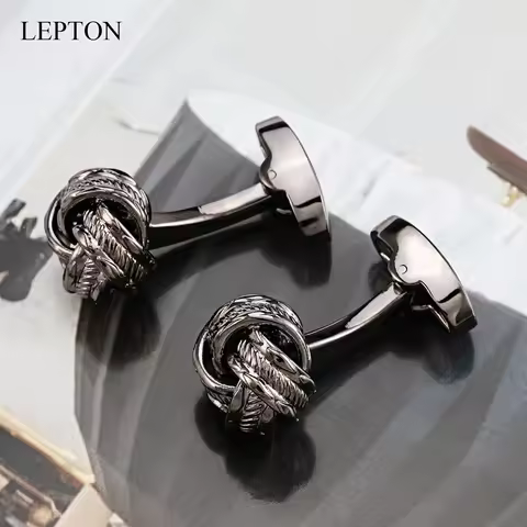 Lepton Metal Knot Cufflinks for Mens Fashion Novelty Design Knots Cuff links Man Business French Shi