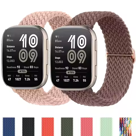 Braided Solo loop band For Amazfit bip 6/5/Balance/GTS/4/2e/Mini/3/GTR/4/2/3/Pro/20mm 22mm watch bra