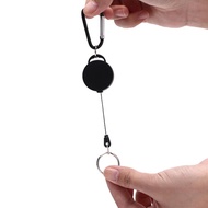 【Umedf】Blackพวงกุญแจยืดหดได้Reelลวดเหล็กสายเด้งกลับพวงกุญแจซองใส่บัตร