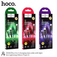 HOCO 3-head Charging Cable DU08 (With led Light)