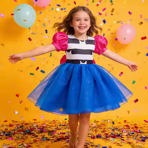 Puffy Sleeve Princess Dress for Girls Gabby Dollhouse Cosplay Costumes Carnival Outfits Children's M