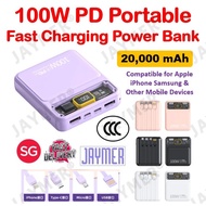 (SG) 3C CCC 100W PD Portable Fast Charging 20000 mAh LED Power Bank 4in1 Cable For Apple iPhone 16 1