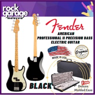 Fender American Professional II Precision Bass Electric Guitar, Maple Fretboard - Black
