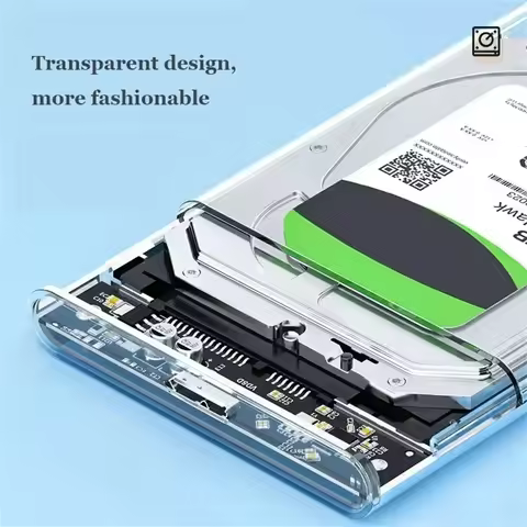 2.5inch HDD SSD Case USB 3.0 Type C Transparent HDD Enclosure，External Hard Drive Disk Case for Lapt