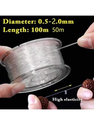 1入組100m/50m強力彈性水晶穿珠線,鑽石項鍊手鍊diy珠弦,可伸縮,厚度為0.5mm、0.7mm、1mm、1.2mm和1.5mm