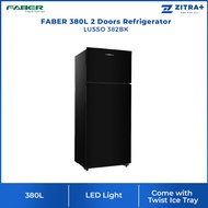 FABER 380L 2 Door Refrigerator LUSSO 382BK | 20x Stronger Tempered Glass Tray | Refrigerant R600a | 