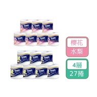 【Tempo】閃鑽4層捲筒衛生紙27卷/箱 (櫻花/水梨花)