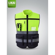 Leader Style Reflective Vest Motorcycle Riding Safety Clothing Construction Site Vest Reflective Clo