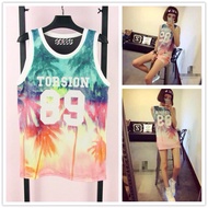 Korean Style Bf Boyfriend Style Street Basketball Woman Sleeveless Sport T-Shirt Loose Top