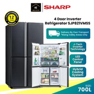 SHARP 700L 4 Door French Door Inverter Refrigerator SJP821VMSS  Peti Ais Peti Sejuk 冰箱