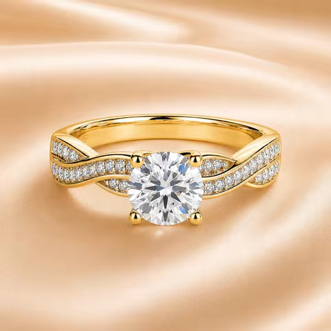 Custom Lab Grown Diamond Ring 9K 14K Gold 0.5ct to 3ct VVS Clarity D Color Engagement Wedding Annive
