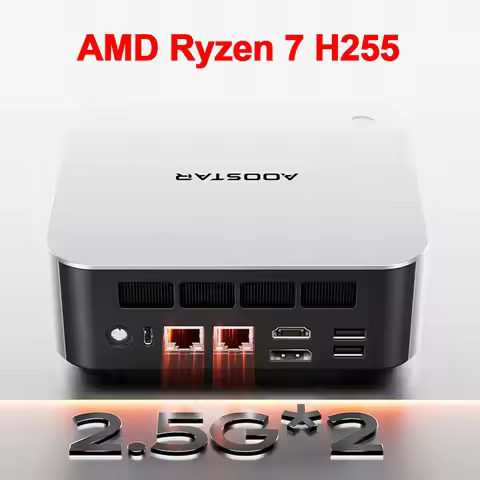 AOOSTAR MACO Mini PC AMD Ryzen 7 H 255 Windows 11 Pro 2*DDR5 2*PCIe SSD WIFI6 BT5.2 Fingerprint unlo