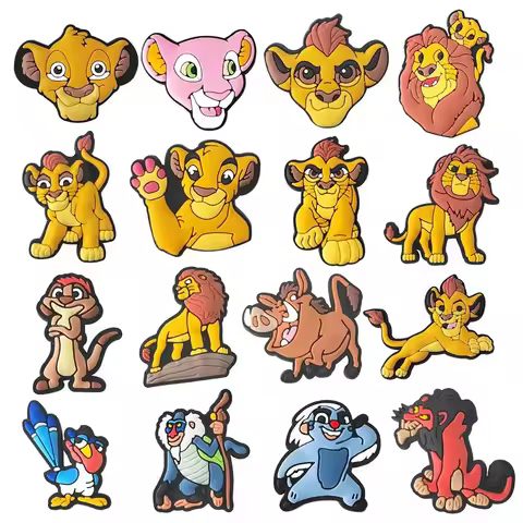 16pcs Disney Lion King Shoe Charms PVC Sandals Anime Simba Shoes Decoration Clog Shoes Accessories D