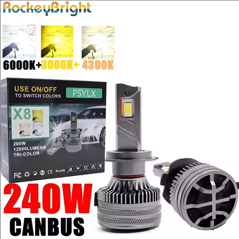 X8 240W LED Headlights 30000LM High Brightness Car Fog Light 4300K 6000K 3000K 3 Color Compatible wi