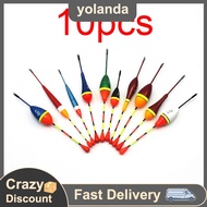 【yolanda】 1 10PCS Fishing Floats Set Buoy Bobber Fishing Light Stick Floats Fluctuate Mix Size Color