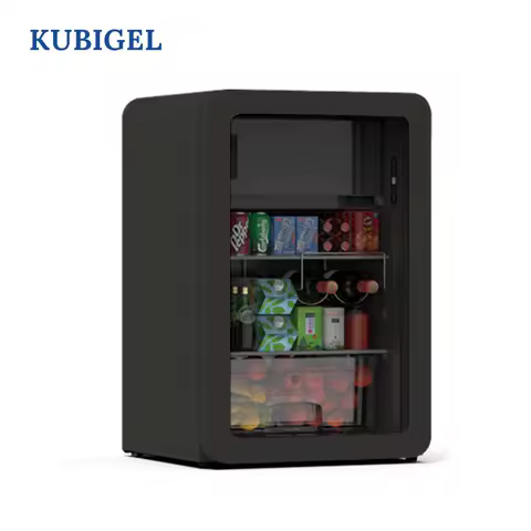 New Arrive Glass Door Mini Freezer Retro 112L Black Fridge Household Quiet Small Retro Fridge