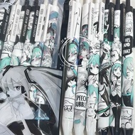 Anime Hatsune Miku 6Pcs/set Black Gel Pen 0.5 Lack Ink Signature Pen School Writing Supplies Station