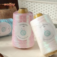 YOLANDA 100g/Roll Core Spun Yarn, Shiny Glitter DIY Craft Metallic Core Yarn,  Soft Silver Color Han