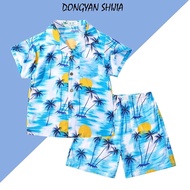 OUDIS Kids Outfit Boy Summer Loose Breast Pocket Short Sleeved Cotton Shirt+ Shorts S~3XL