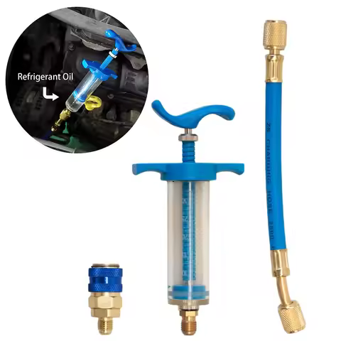 Oil&Dye Syringe 1/4 inch Sae R134A 1/2Oz Manual Injection Oiler Automotive Air Conditioning Coolant 