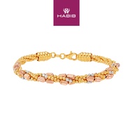 HABIB Oro Italia 916 Yellow White and Rose Gold Bangle GB93391124-TI (22K Gold)