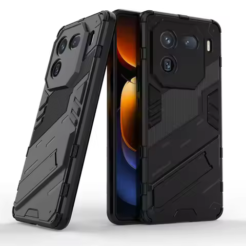 For Vivo iQOO 12 Case Capa Para Punk Phone Holder Rubber Bracket Armor Hard Back Case for Vivo iQOO 