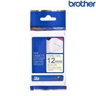 【含稅店】Brother兄弟 TZe-FA63 粉黃布底藍字 標籤帶 燙印布質系列 (寬度12mm) 燙印標籤 色帶