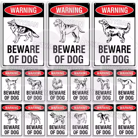 Beware of Dog Metal Sign Rottweiler GSD Golden Beagle Bulldog Pit Bull Poodle Bullmastiff Bloodhound