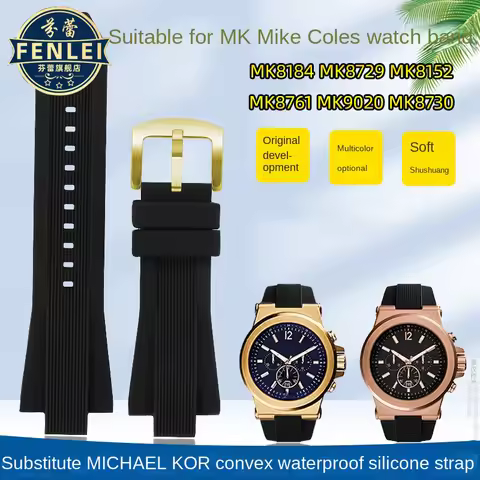 Silicone For Michael Kors Watch band MK9019 MK8295 MK8492 MK9020 Bracelet Rubber Waterproof Diving 2
