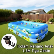 Children's Swimming Pool 150*105*55cm Inflatable Swimming Pool Flexible Material 3 Ring Swimming Poo